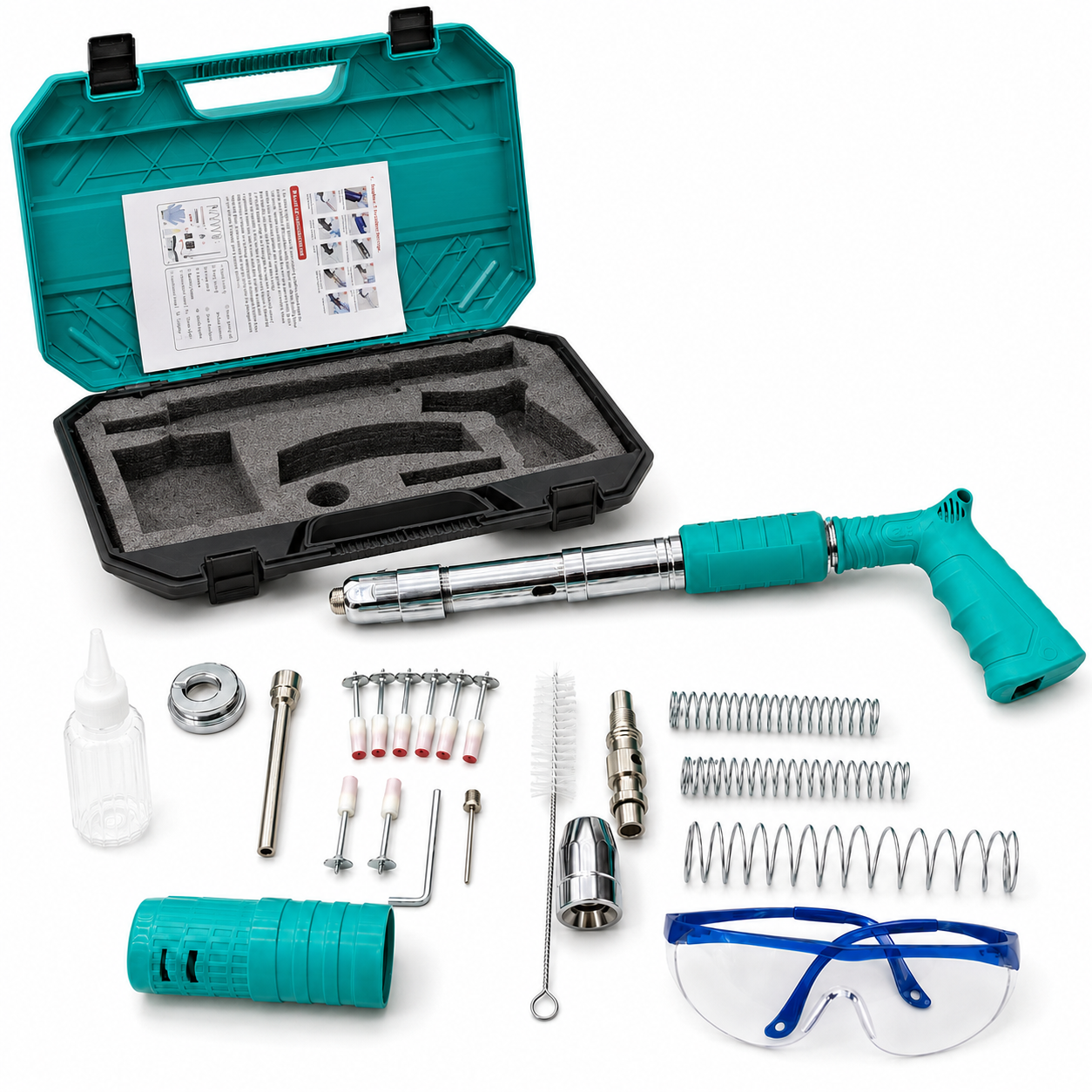 PISTOLA FULMINANTE DUAL PRO 1-Tiro para Techo y Pared + Lentes y Clavos de Regalo