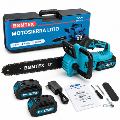 Motosierra Bomtex TEX-0134 12 pulgadas con maletin, 2 baterias y cargador
